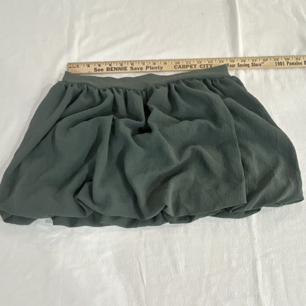 Kali Fashions Green Chiffon Ruffle Lined Mini Skirt L High Rise Pull On 0221